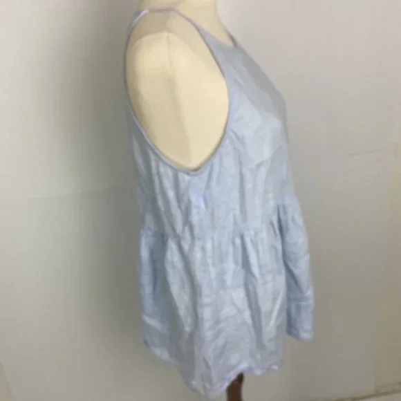 Sportsgirl Size 10 Women's Top Blouse 100% LINEN Blue Tank - Picture 7 of 9